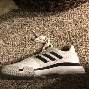 Adidas Court Jam Bounce White Mesh Athletic Tennis Shoes | Mens 9 1/2